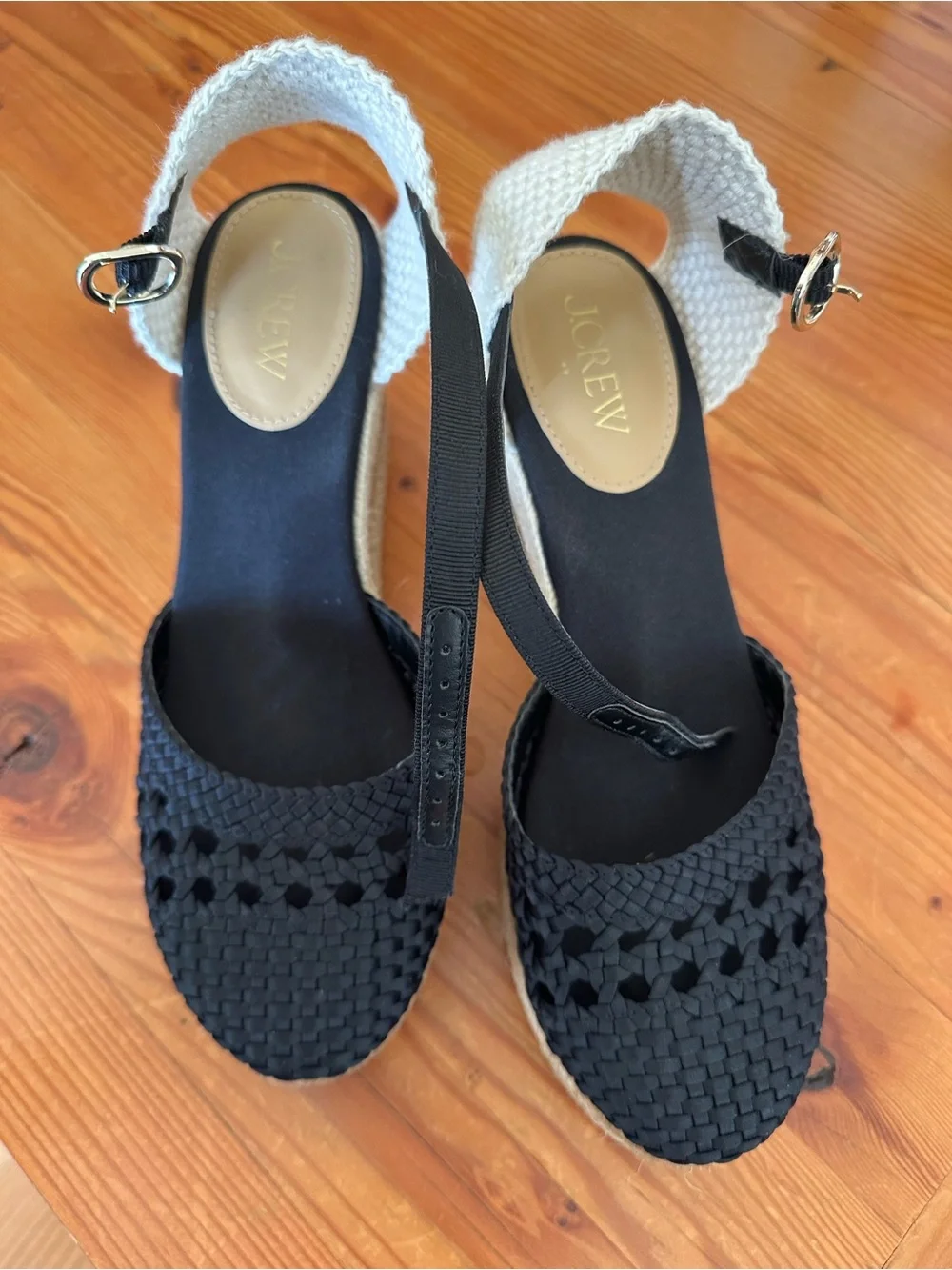 JCrew Crochet espadrille wedges. Size 6.5